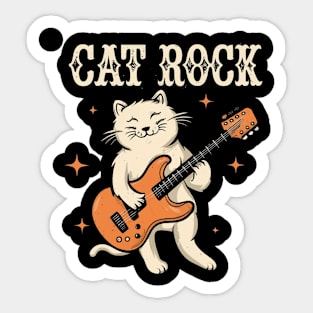 Meow, rock, and guitar Sticker